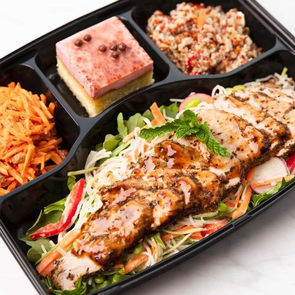 boîte à lunch exécutive, filet de porc laqué à l'asiatique prêt-à-manger, sans lactose, livraison